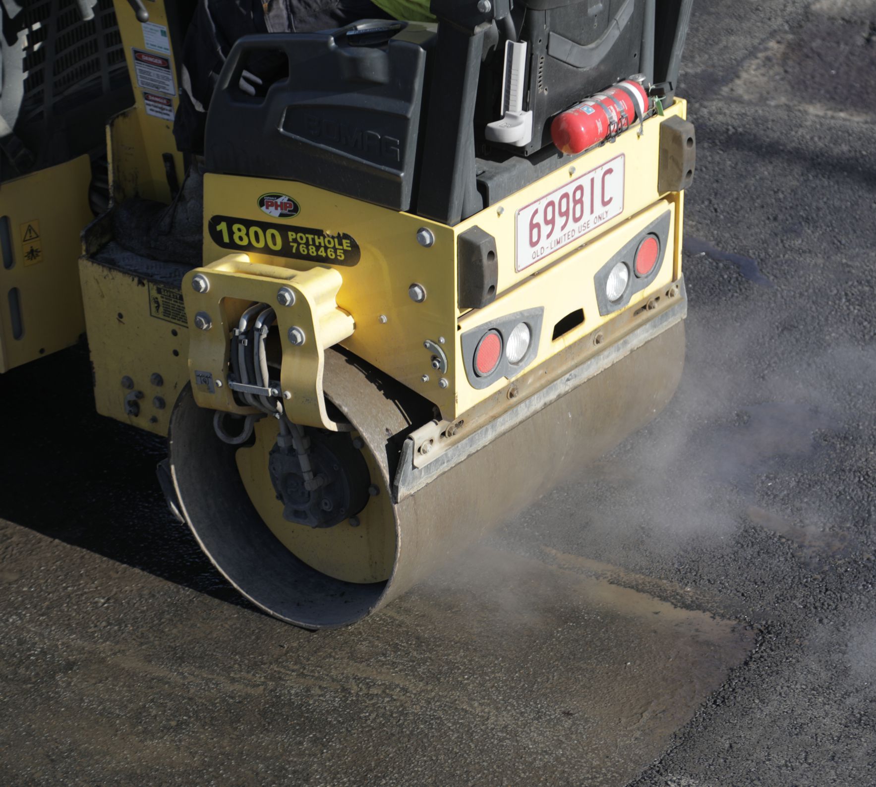Bomag roller in action